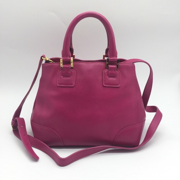 Tory Burch Fuschia Saffiano Leather Robinson Shoulder Crossbody Satchels Bag - Picture 2 of 13